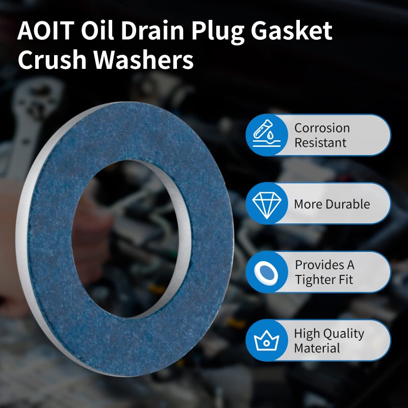 AOIT 10 Pcs Aluminum Engine Oil Drain Plug Crush Gasket Washers Seals for Toyota Prius Tundra Sienna Highlander Lexus Avalon Camry Corolla Tacoma 4Runner RAV4, Replacement for The Part # 90430-12031 - Image 3